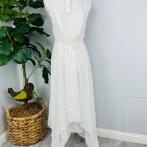 NWT SHEER BEACH SUMMER ASYMMETRICAL FLORAL ORCHID PURPLE WHITE DRESS - Picture 4 of 6